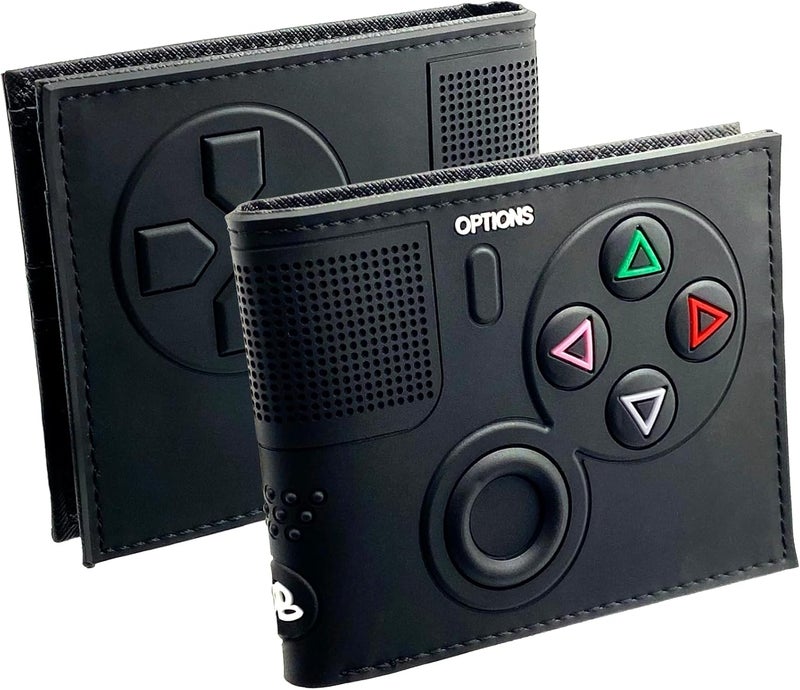 BAGOSEF Retro Gamepad-Inspired Boys Wallet - Silicone Surface Material with Classic Game Gamepad Design, Multiple Card Slots and Coin Pocket - Video Game Kids Wallet in Black (#2) -1 PACK - Image 1